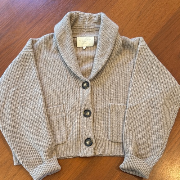 NakedCashmere Taupe Shawl Collar Cardigan - Picture 1 of 11